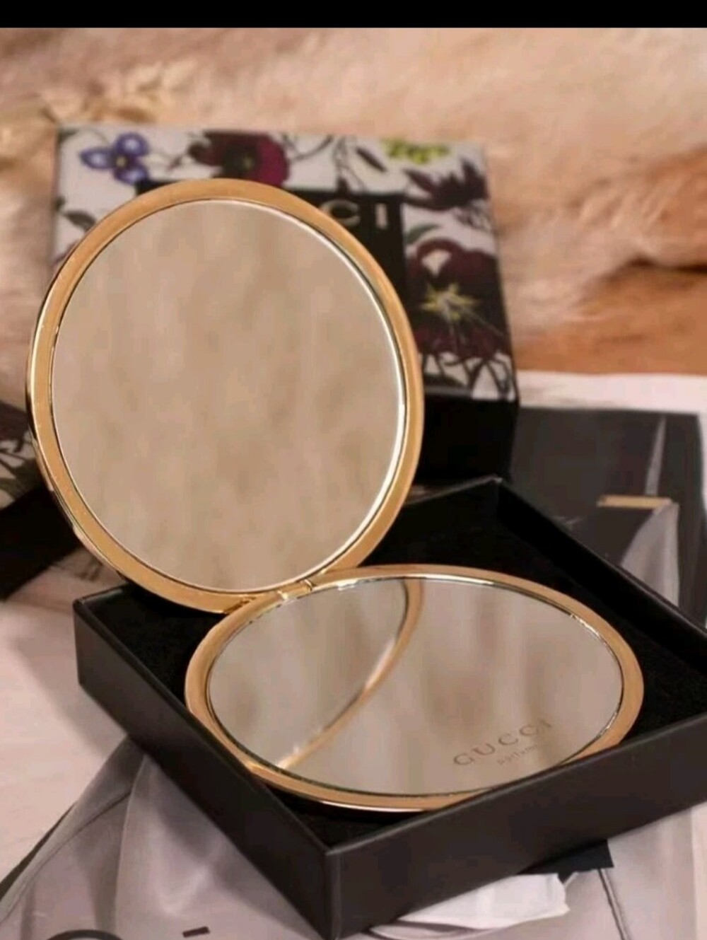 Gucci Gold Double-Sided Compact Mirror
